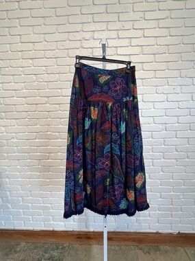 Printed Navy Floral Tiered Midi Skirt - Allison New York Fleur Midi Skirt Navy